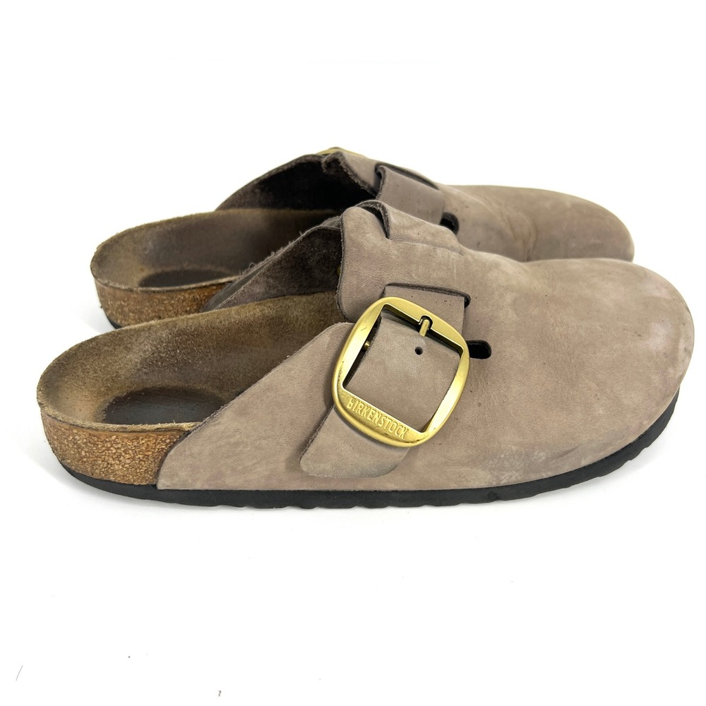Birkenstock Boston Big Buckle Clogs Tobacco Brown Nubuck Leather Womens 38 L7